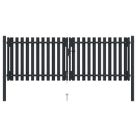 vidaXL Portão de cerca de porta dupla em aço 300x75 cm antracite