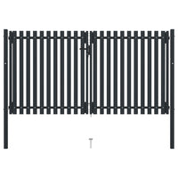 vidaXL Portão de cerca de porta dupla em aço 300x75 cm antracite