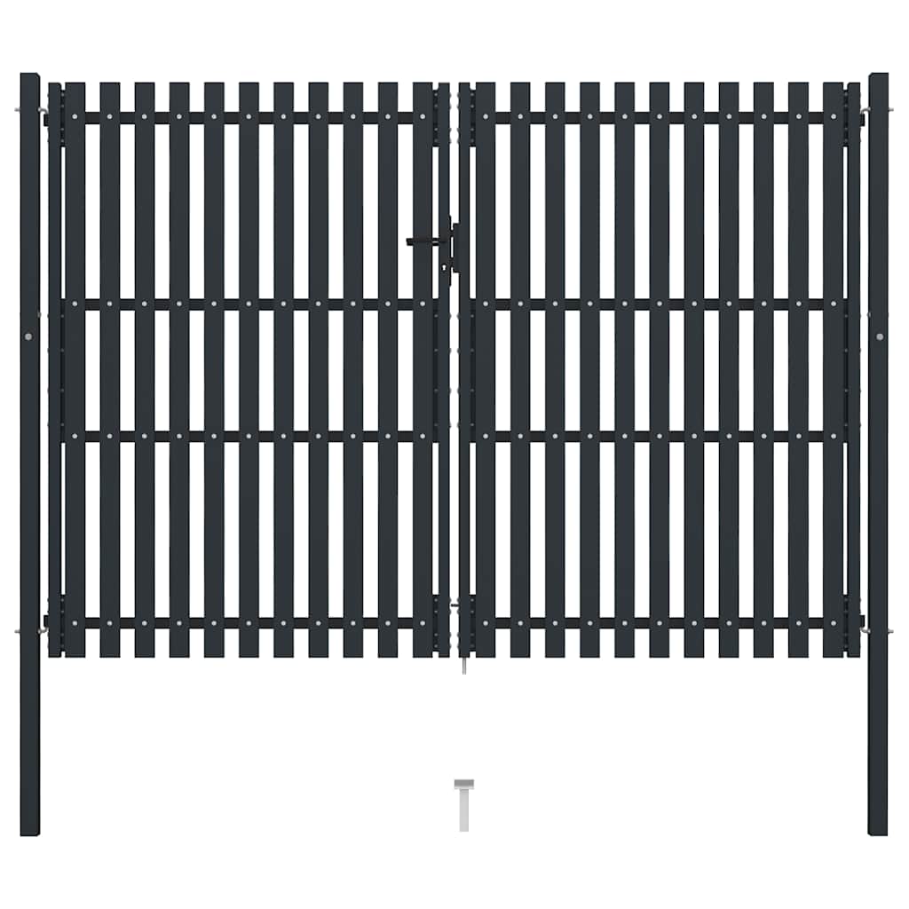 vidaXL Portão de cerca de porta dupla em aço 300x75 cm antracite