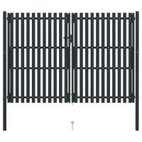 vidaXL Portão de cerca de porta dupla em aço 300x75 cm antracite