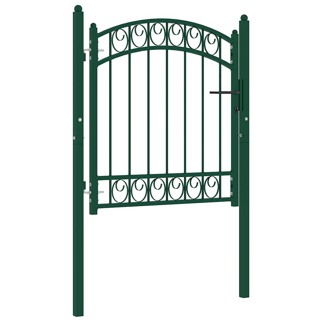 vidaXL Portão para cerca com topo arqueado 100x100 cm aço verde