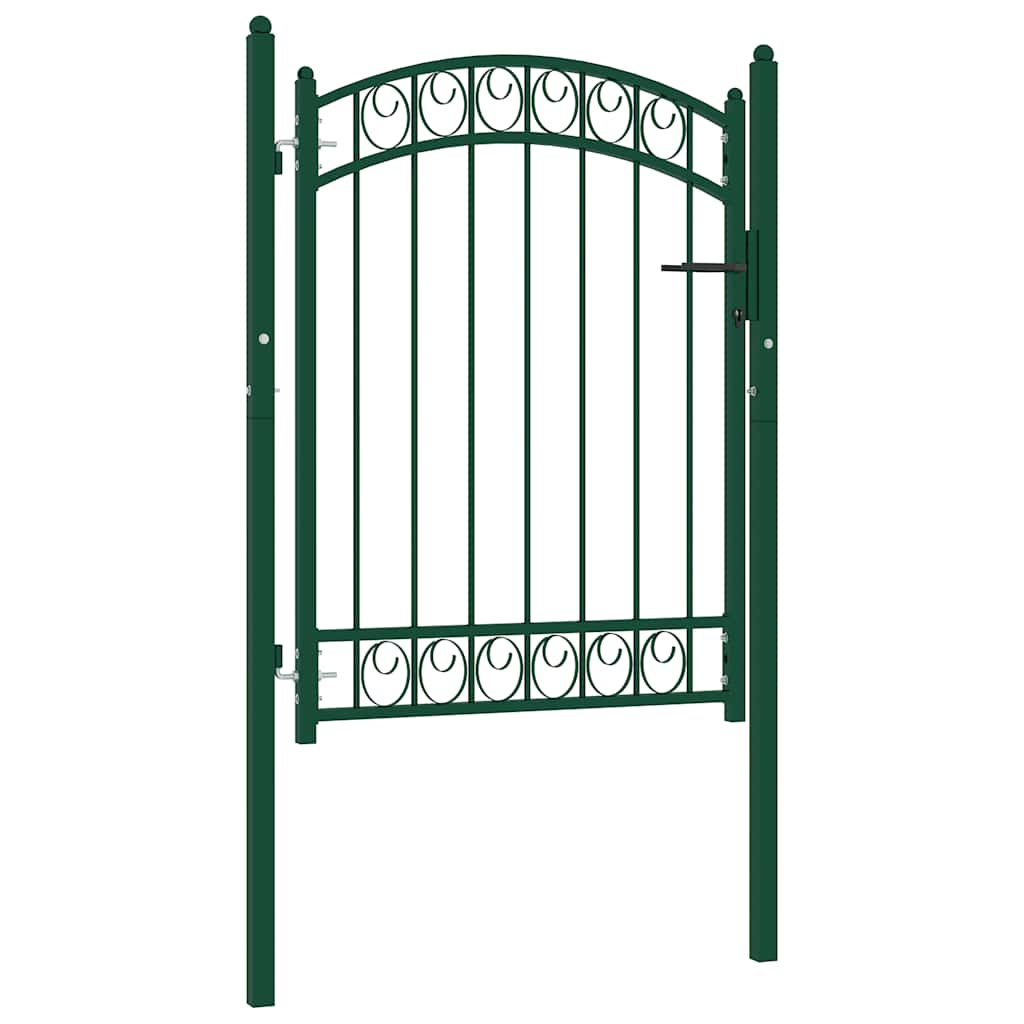 vidaXL Portão para cerca com topo arqueado 100x100 cm aço verde