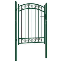 vidaXL Portão para cerca com topo arqueado 100x100 cm aço verde
