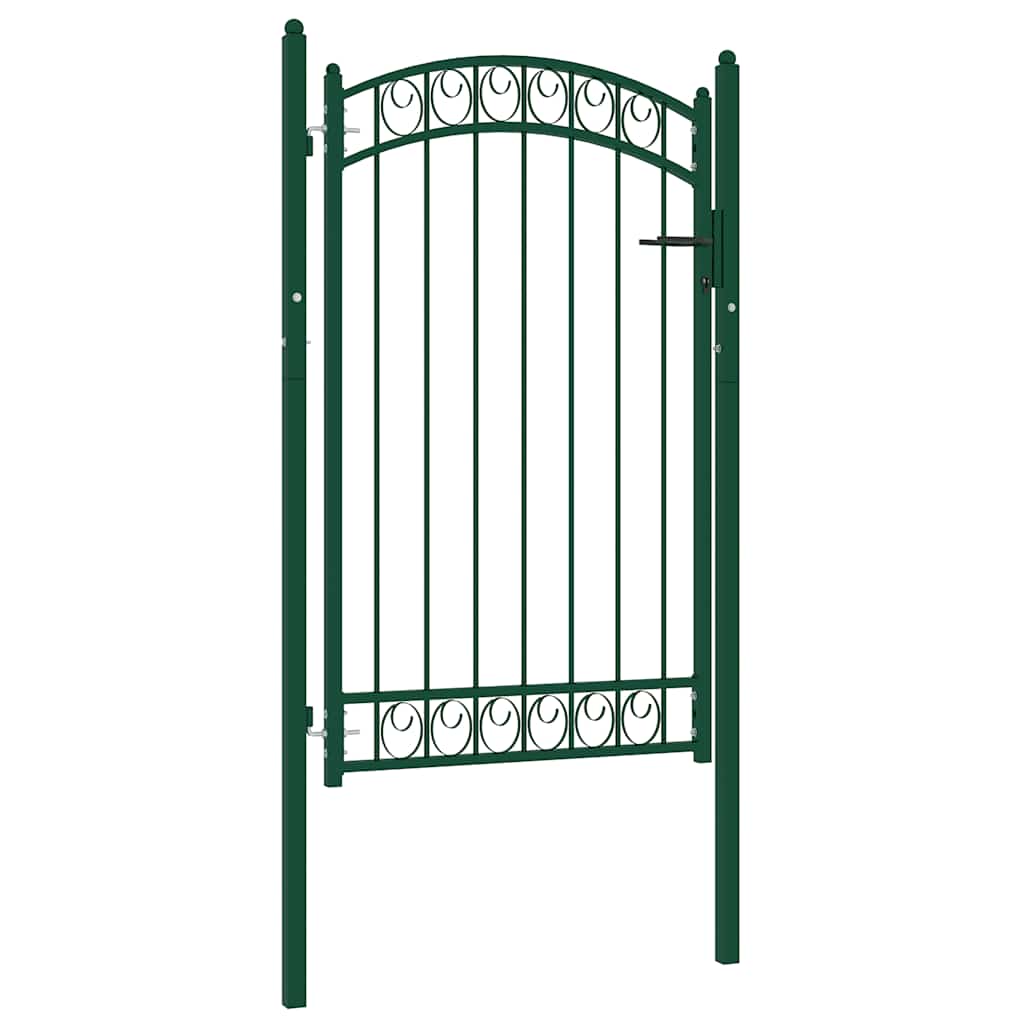 vidaXL Portão para cerca com topo arqueado 100x100 cm aço verde