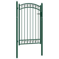 vidaXL Portão para cerca com topo arqueado 100x100 cm aço verde