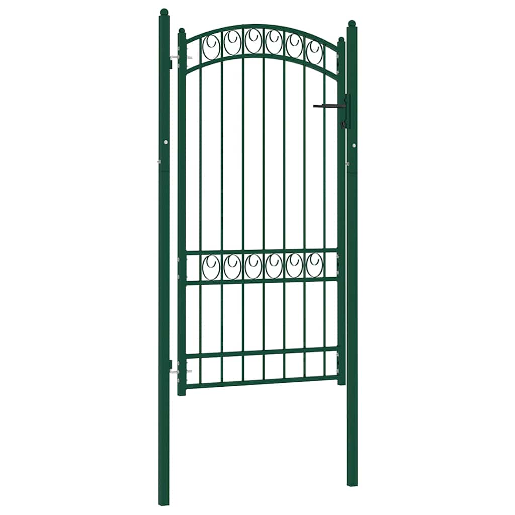 vidaXL Portão para cerca com topo arqueado 100x100 cm aço verde