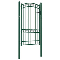 vidaXL Portão para cerca com topo arqueado 100x100 cm aço verde