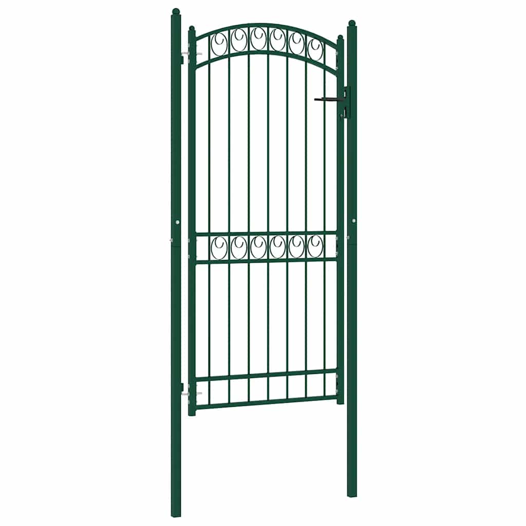 vidaXL Portão para cerca com topo arqueado 100x100 cm aço verde