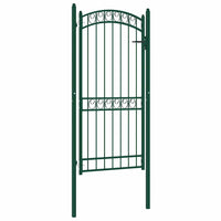 vidaXL Portão para cerca com topo arqueado 100x100 cm aço verde