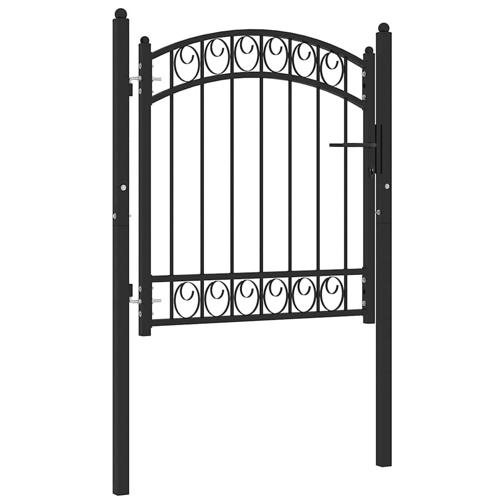 vidaXL Portão para cerca com topo arqueado 100x100 cm aço verde