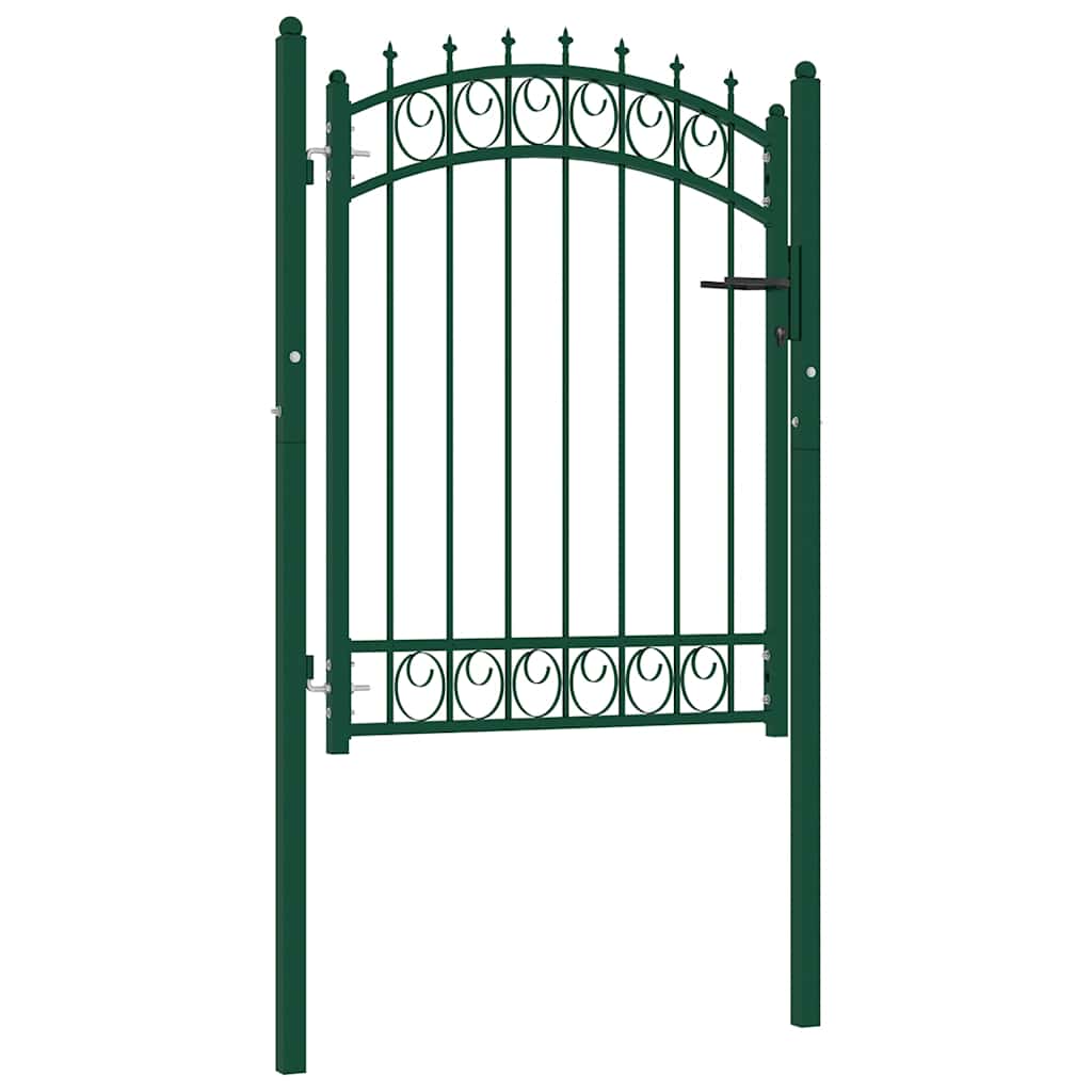 vidaXL Portão para cerca com espetos 100x100 cm aço verde