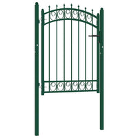 vidaXL Portão para cerca com espetos 100x100 cm aço verde