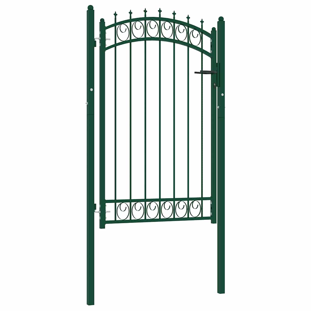 vidaXL Portão para cerca com espetos 100x100 cm aço verde