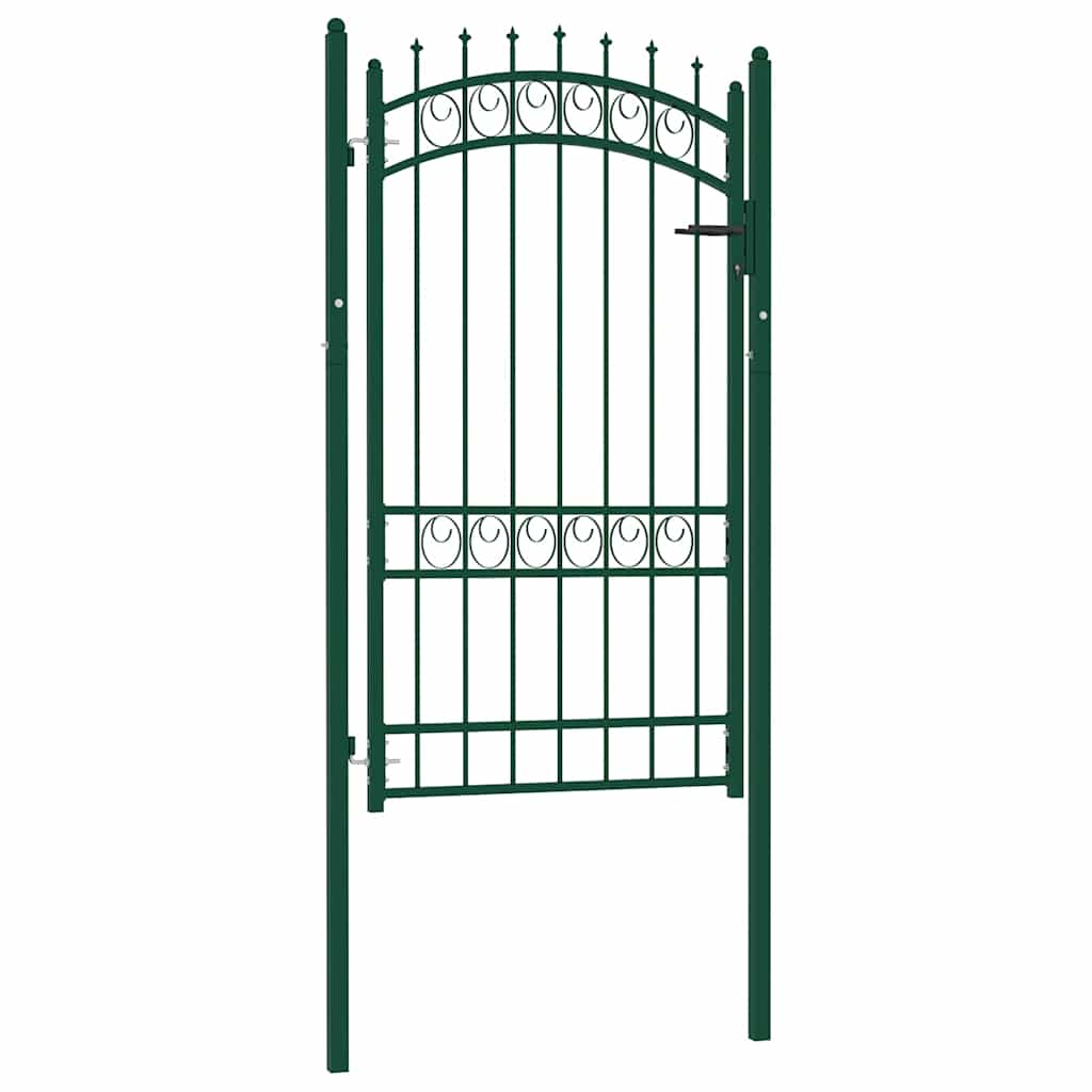 vidaXL Portão para cerca com espetos 100x100 cm aço verde