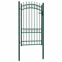 vidaXL Portão para cerca com espetos 100x100 cm aço verde