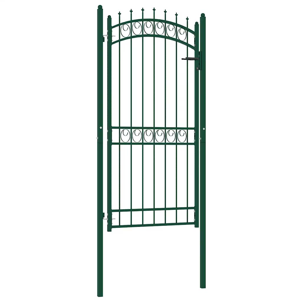 vidaXL Portão para cerca com espetos 100x100 cm aço verde