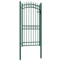 vidaXL Portão para cerca com espetos 100x100 cm aço verde