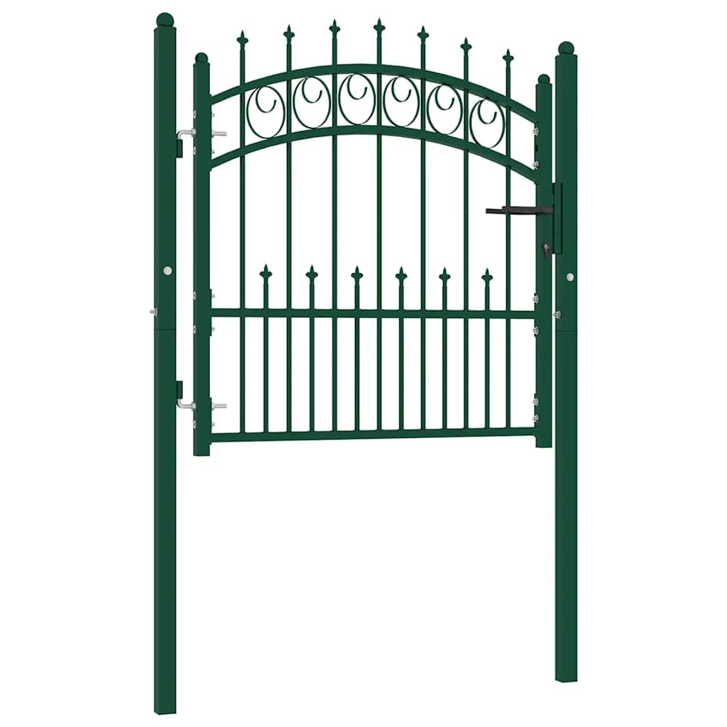 vidaXL Portão para cerca com espetos 100x100 cm aço verde