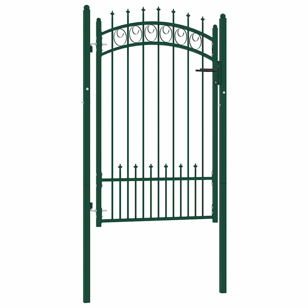 vidaXL Portão para cerca com espetos 100x100 cm aço verde