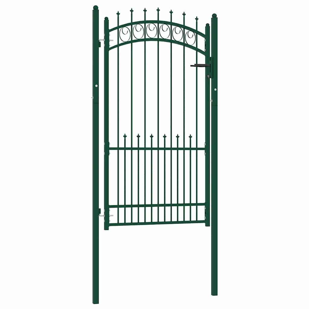 vidaXL Portão para cerca com espetos 100x100 cm aço verde