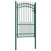 vidaXL Portão para cerca com espetos 100x100 cm aço verde