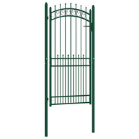 vidaXL Portão para cerca com espetos 100x100 cm aço verde