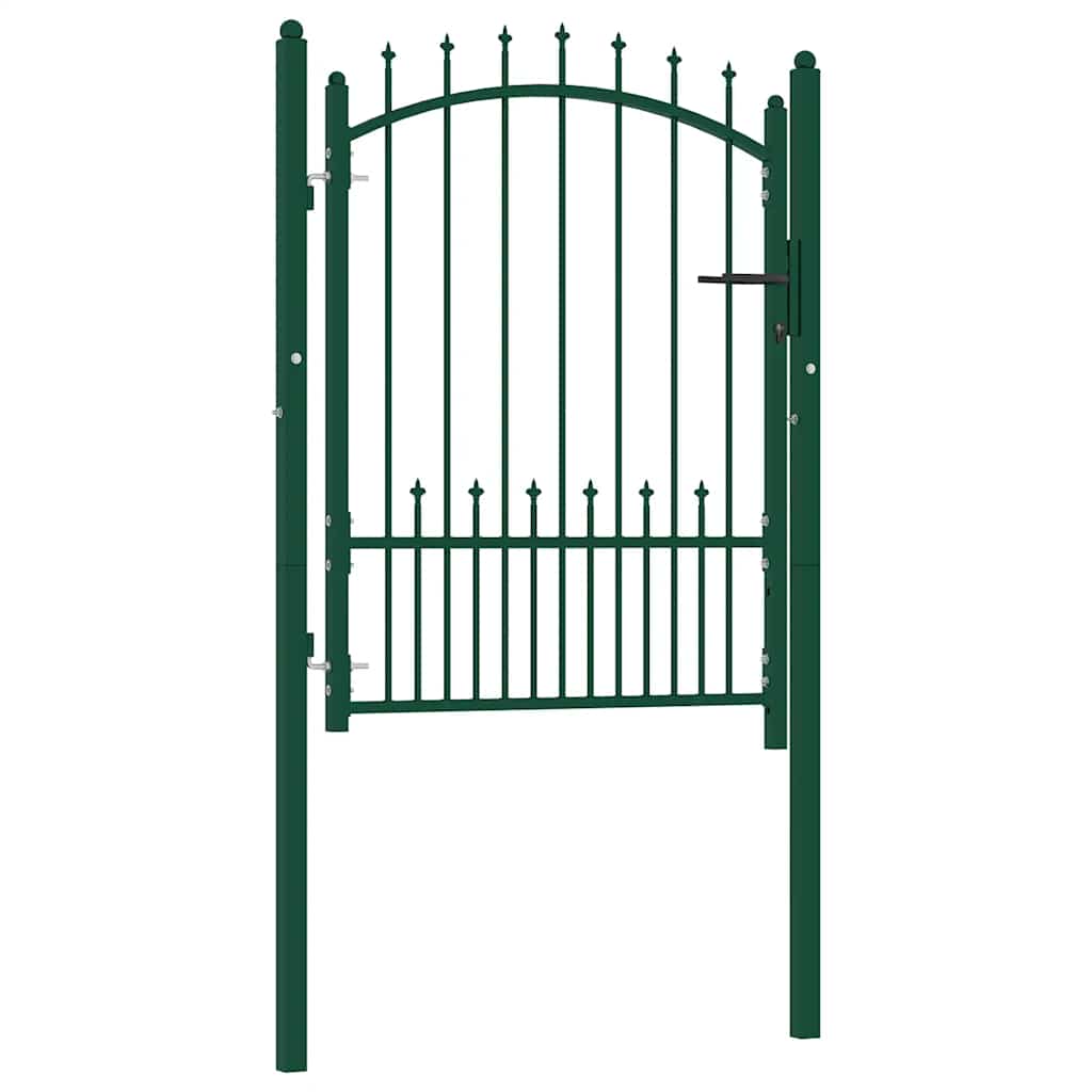 vidaXL Portão para cerca com espetos 100x100 cm aço verde