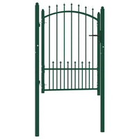 vidaXL Portão para cerca com espetos 100x100 cm aço verde