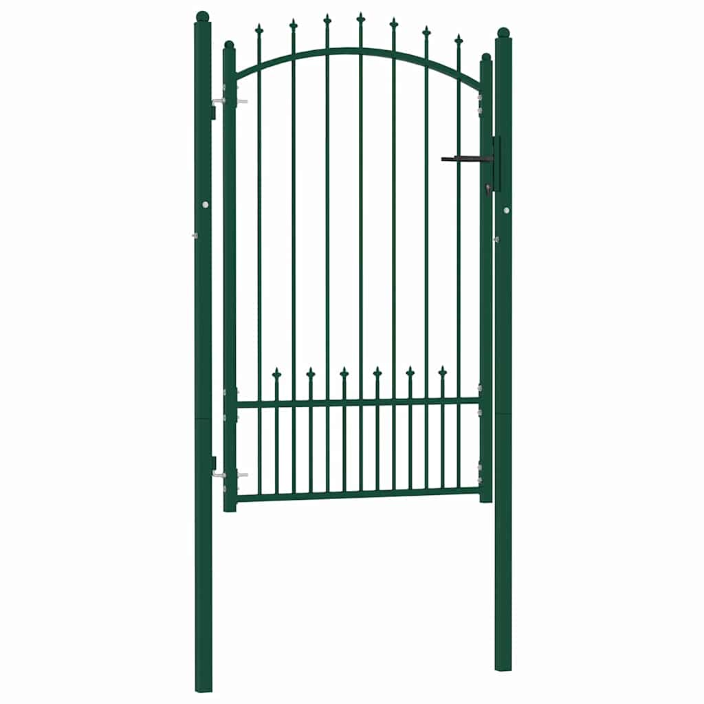 vidaXL Portão para cerca com espetos 100x100 cm aço verde