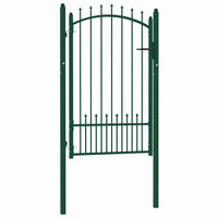 vidaXL Portão para cerca com espetos 100x100 cm aço verde