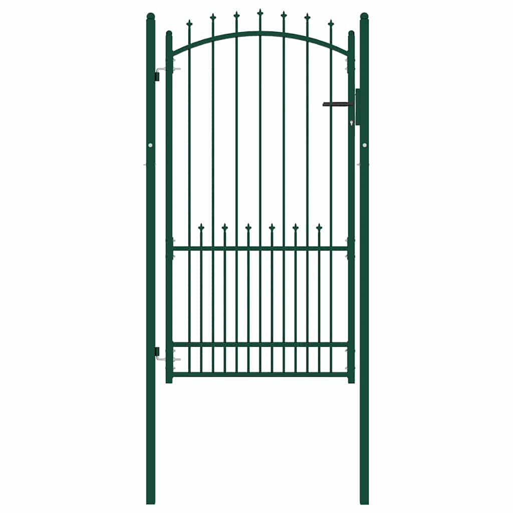 vidaXL Portão para cerca com espetos 100x100 cm aço verde