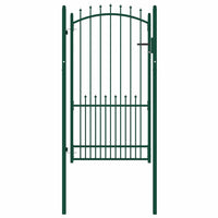 vidaXL Portão para cerca com espetos 100x100 cm aço verde