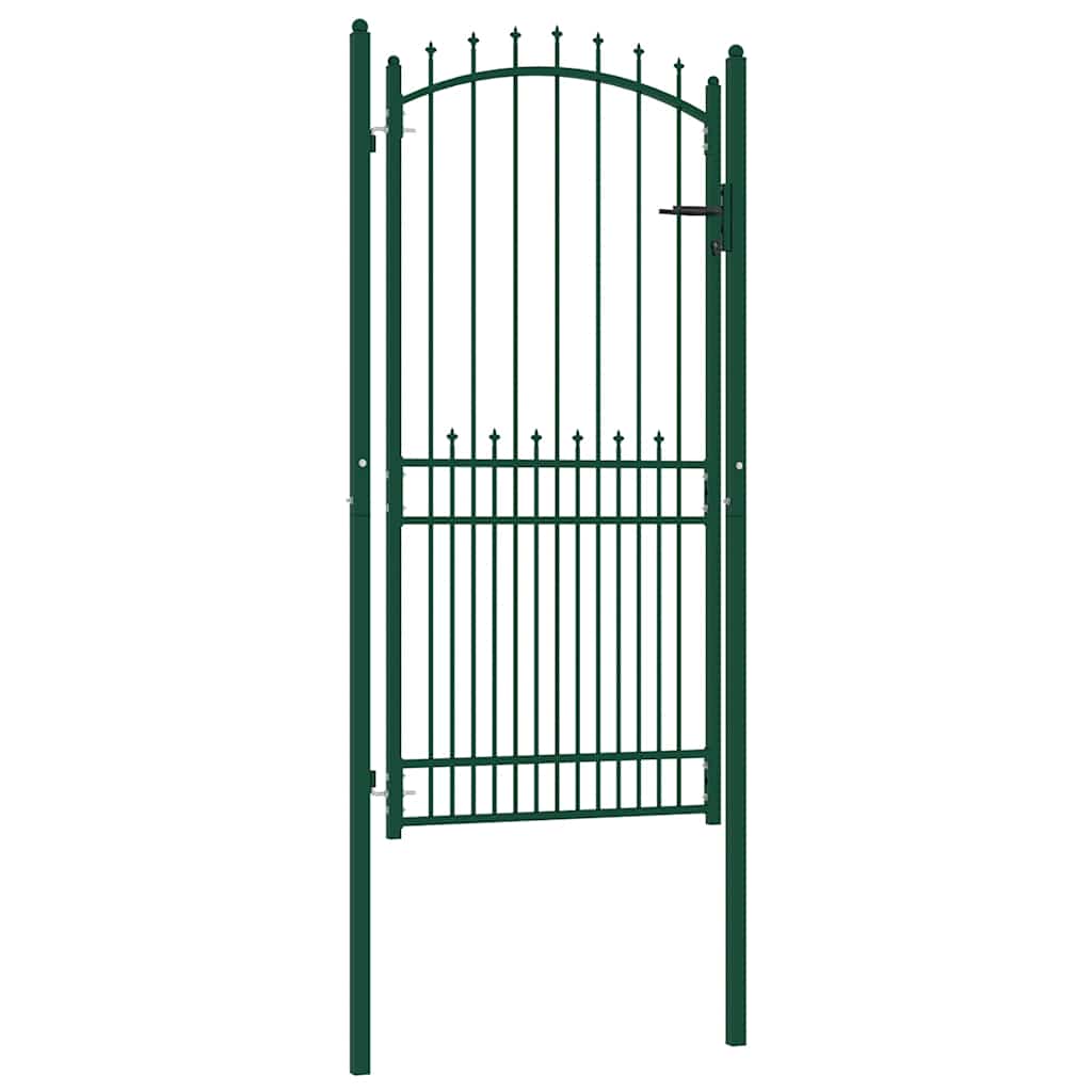 vidaXL Portão para cerca com espetos 100x100 cm aço verde