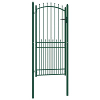 vidaXL Portão para cerca com espetos 100x100 cm aço verde