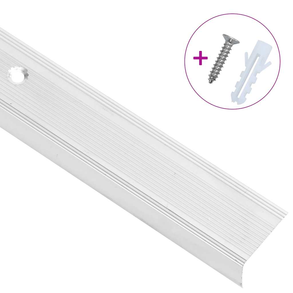 vidaXL Perfis de escada em forma de L 15 pcs 90 cm alumínio prateado