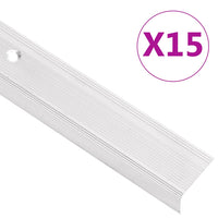vidaXL Perfis de escada em forma de L 15 pcs 90 cm alumínio prateado