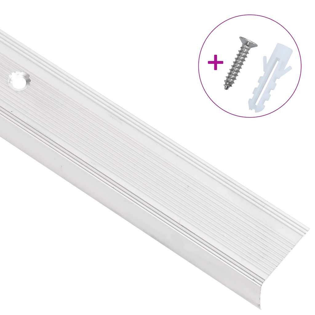 vidaXL Perfis de escada em forma de L 5 pcs 90 cm alumínio prateado