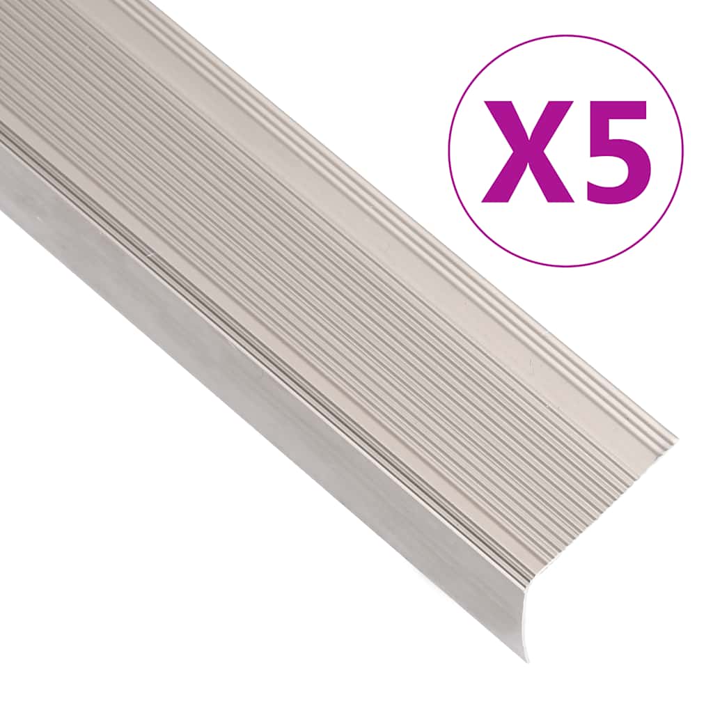 vidaXL Perfis de escada em forma de L 15 pcs 90 cm alumínio prateado
