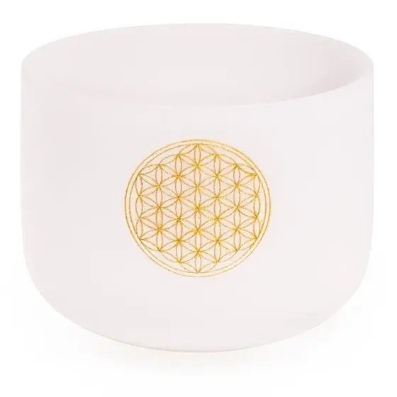 Taça sonora de cristal quartzo branco - 20 cm - Flor da Vida