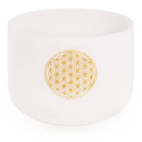 Taça sonora de cristal quartzo branco - 20 cm - Flor da Vida