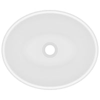 vidaXL Lavatório luxuoso formato oval 40x33 cm cerâmica branco mate