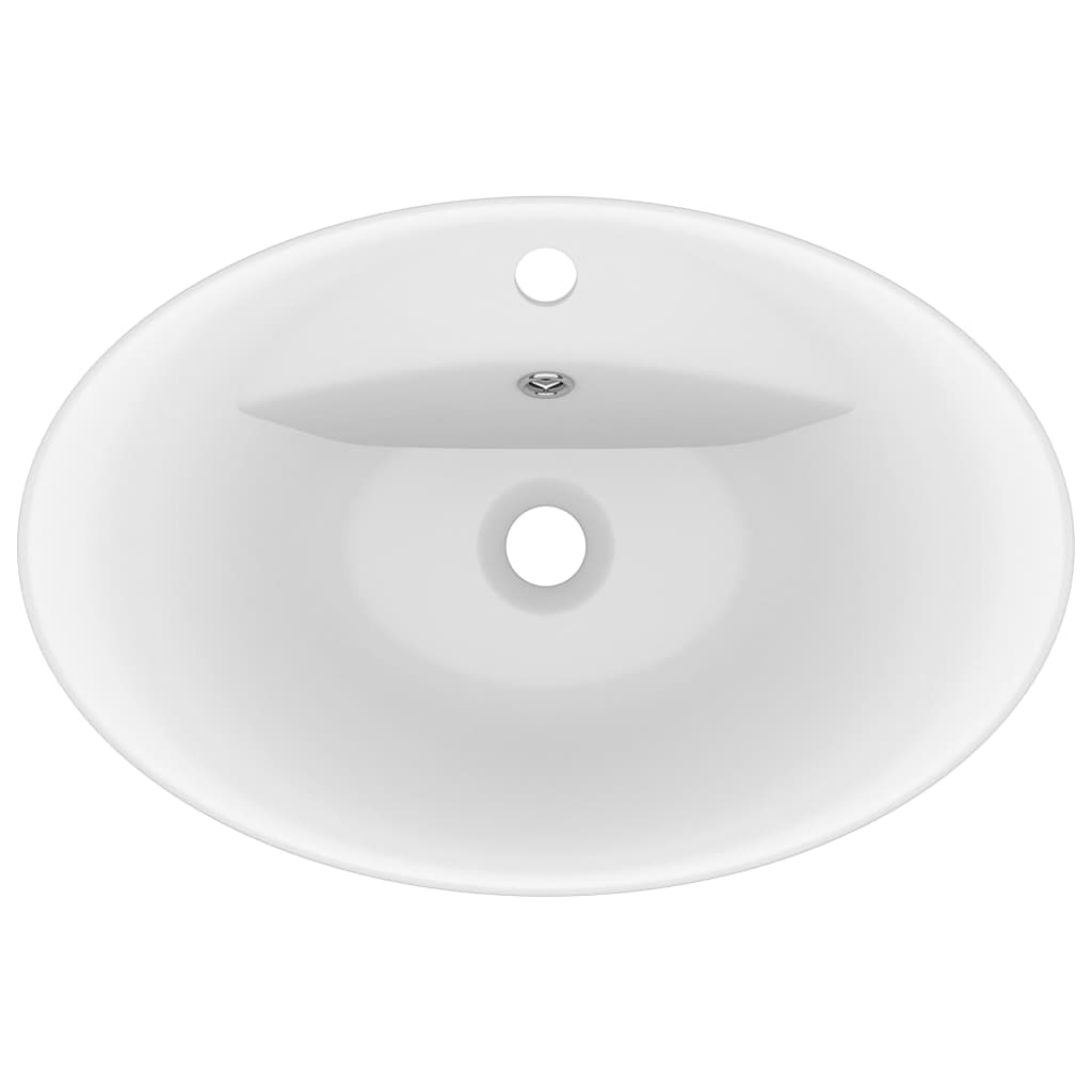 vidaXL Lavatório luxuoso oval 58,5x39 cm cerâmica branco mate