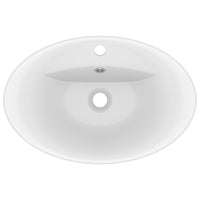 vidaXL Lavatório luxuoso oval 58,5x39 cm cerâmica branco mate