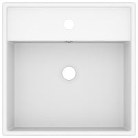 vidaXL Lavatório luxuoso quadrado 41x41 cm cerâmica branco mate