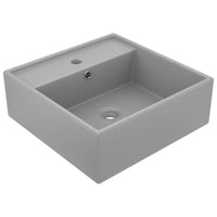 vidaXL Lavatório luxuoso quadrado 41x41 cm cerâmica branco mate
