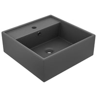 vidaXL Lavatório luxuoso quadrado 41x41 cm cerâmica branco mate