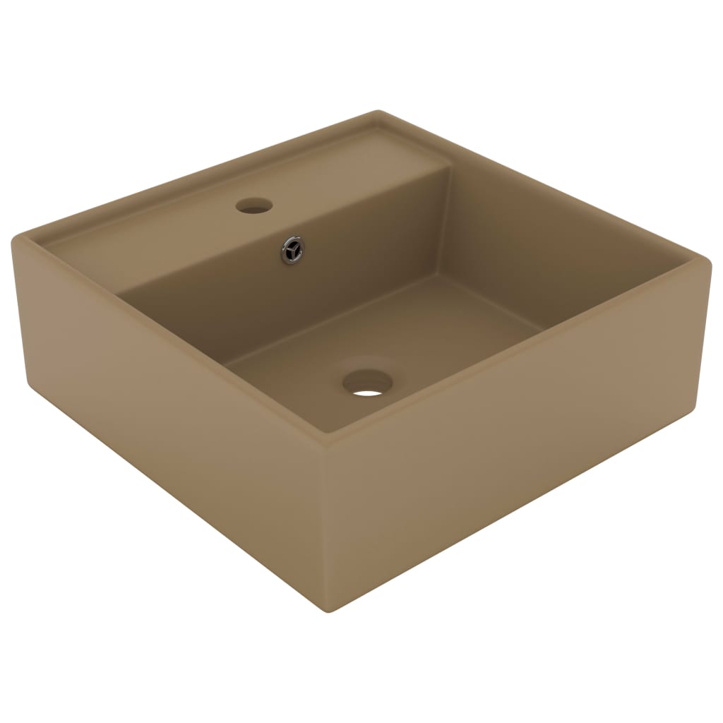 vidaXL Lavatório luxuoso quadrado 41x41 cm cerâmica branco mate