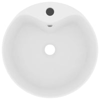 vidaXL Lavatório com extravasamento 36x13 cm cerâmica branco mate