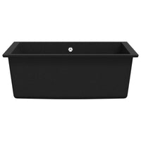 vidaXL Lava-louça cozinha c/ orifício extravasamento granito preto