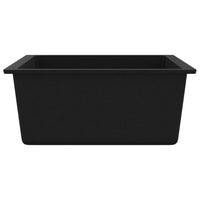 vidaXL Lava-louça cozinha c/ orifício extravasamento granito preto